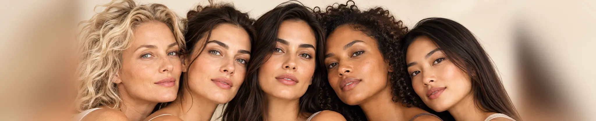 Faces representing different skin types
